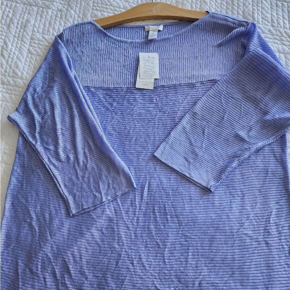 Chico's travel collection love lacey 3/4 sleeve lilac iris lagenlook sweater - Picture 10 of 13